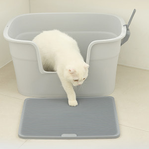 한큐뚝딱 스퀘어 평판형 고양이화장실 모래매트 세트 미드나잇그레이