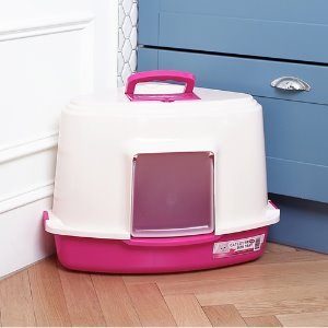 한큐뚝딱 후드형 고양이 화장실 LB-03 핑크 +모래삽